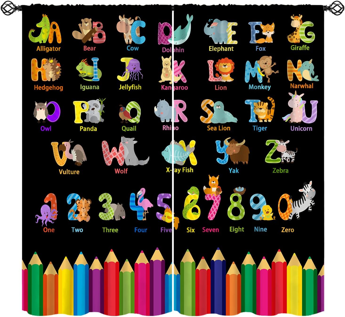 Cartoon ABC Alphabet Curtains, - Kids Education Youtube ulasan dan harga