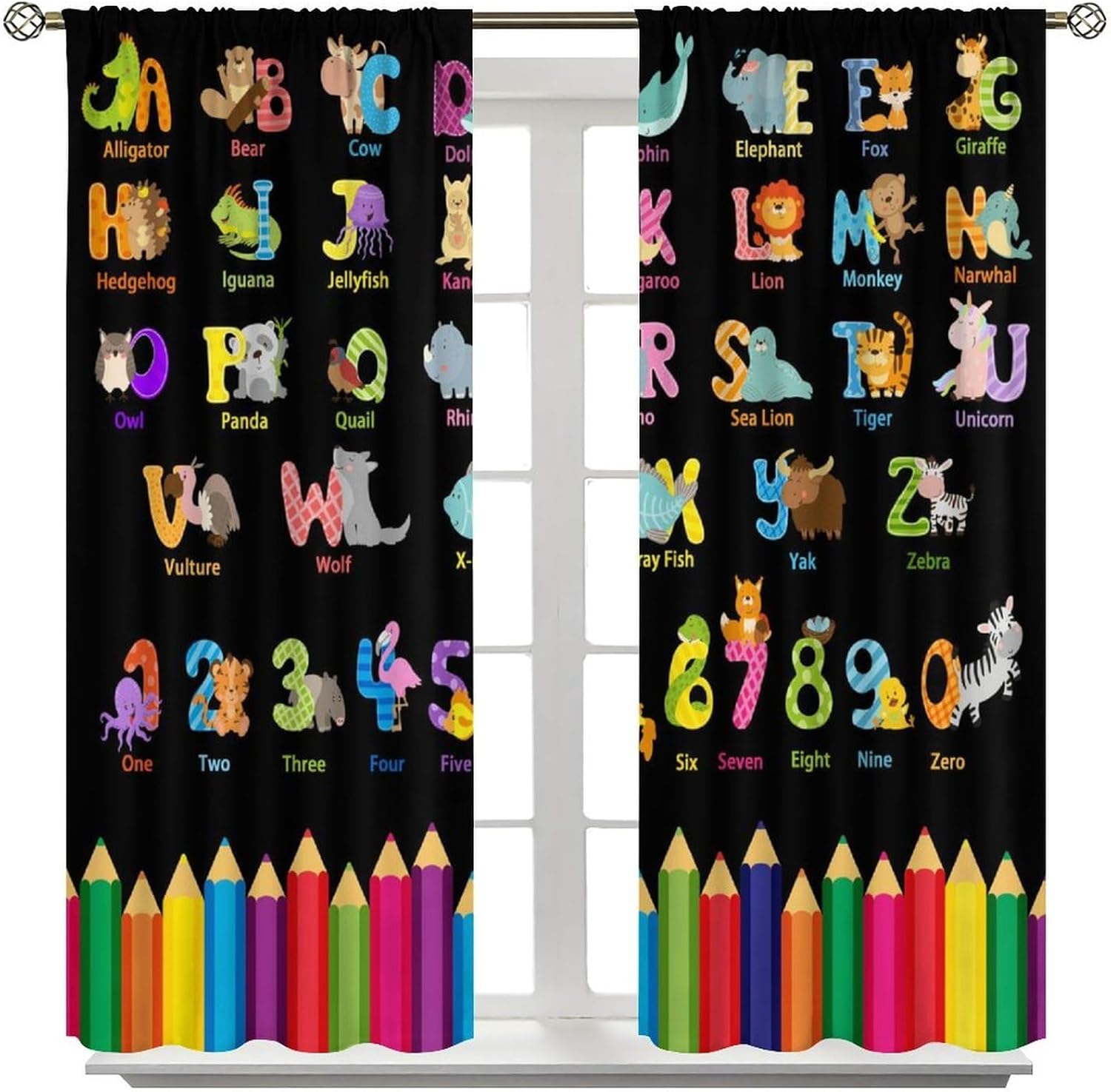Cartoon ABC Alphabet Curtains, - Kids Education Youtube ulasan dan harga