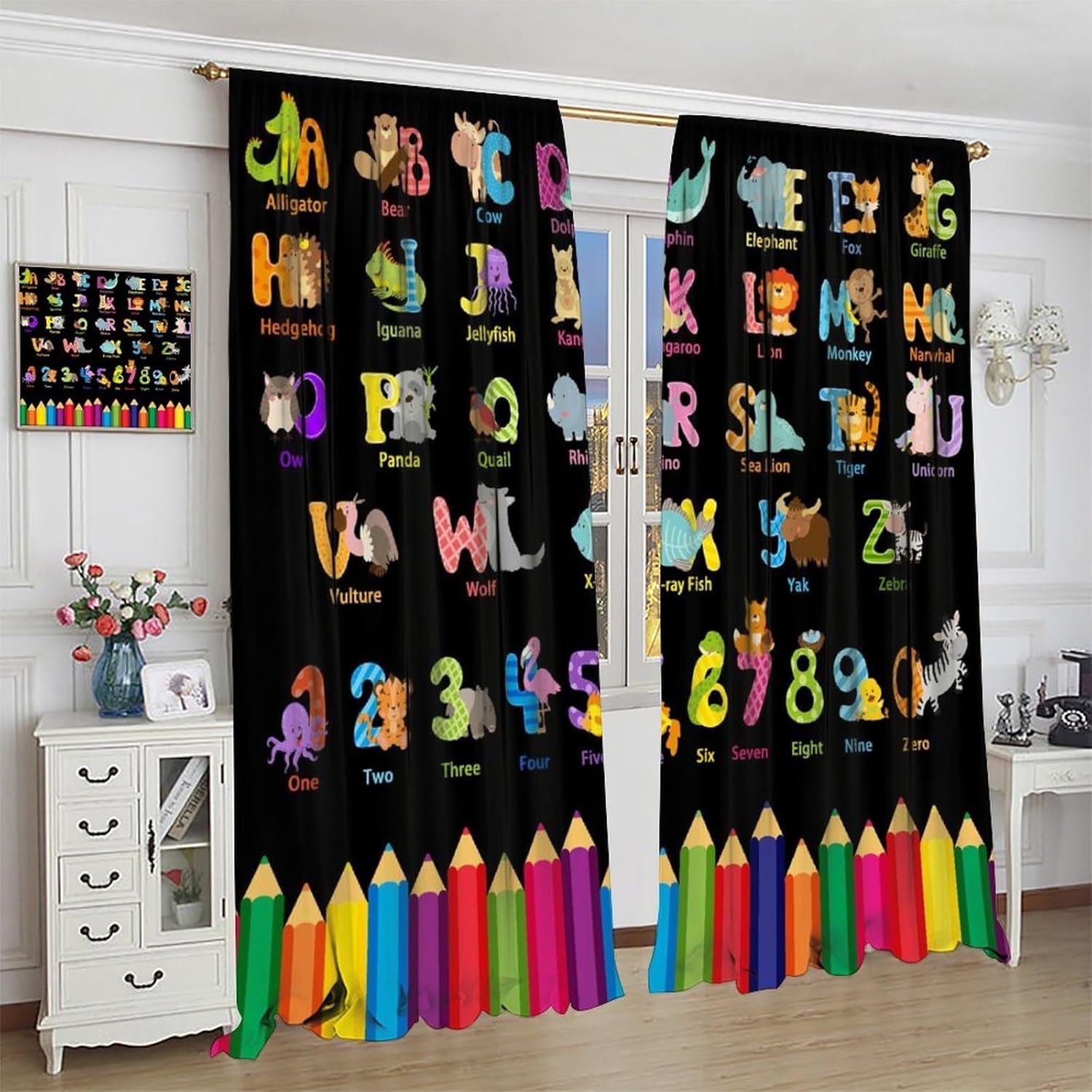 Cartoon ABC Alphabet Curtains, - Kids Education Youtube ulasan dan harga