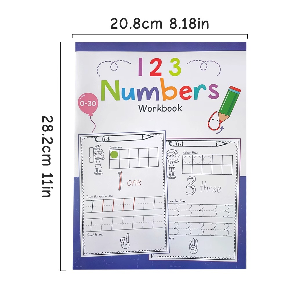 A4 Size Number 0-30 Tracing Pr - Learning Workbook Preschool ulasan dan harga