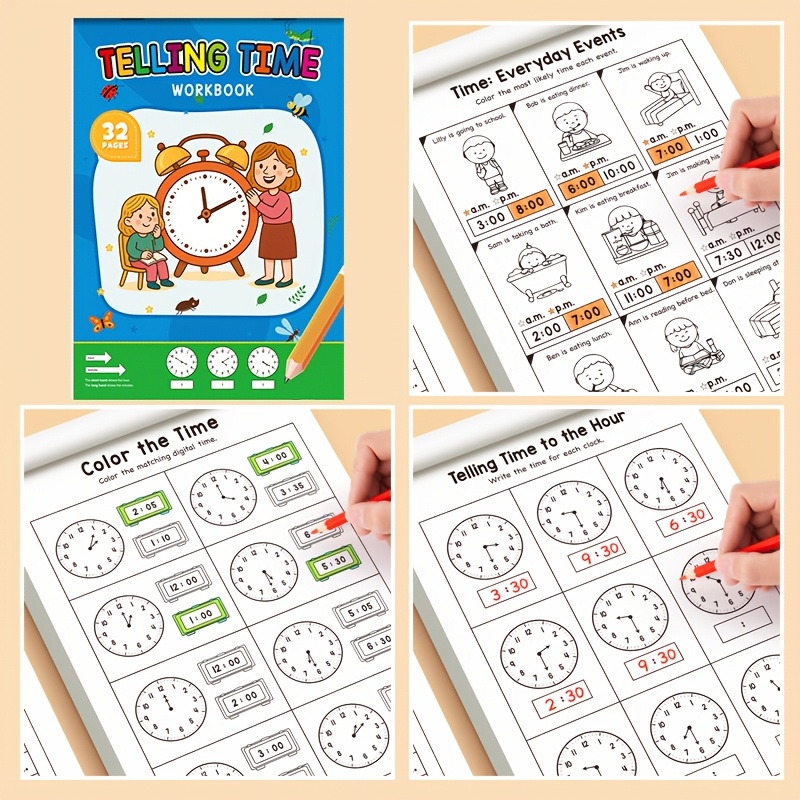 Children Telling Time Practice - Learning Workbook Preschool ulasan dan harga